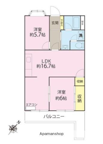 ロイヤルプラザ湘南(2LDK/1階)の間取り写真