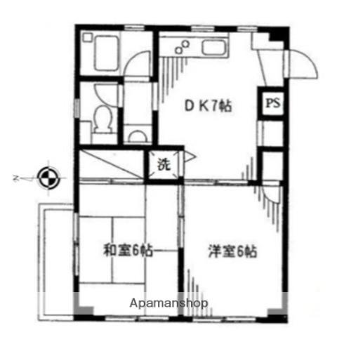 コムズ1(2DK/3階)の間取り写真