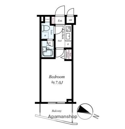 グリアス横浜・ウエストフォルム弐番館(1K/6階)の間取り写真