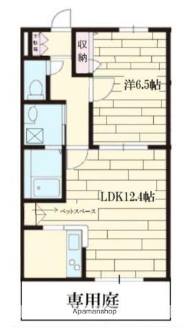 オークデンヴィラ(1LDK/1階)の間取り写真