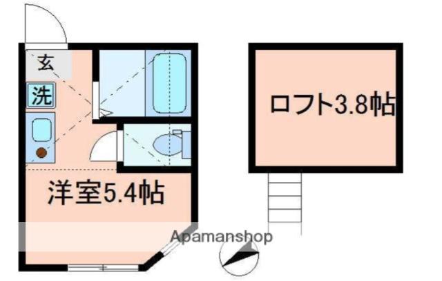 クレールプレイス白楽(ワンルーム/2階)の間取り写真