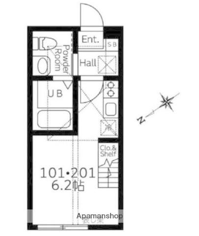 ハーミットクラブハウス井土ヶ谷3A号棟(ワンルーム/2階)の間取り写真