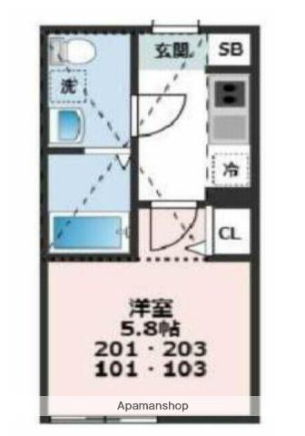 ガーデンヒルズ武蔵小杉(1K/1階)の間取り写真