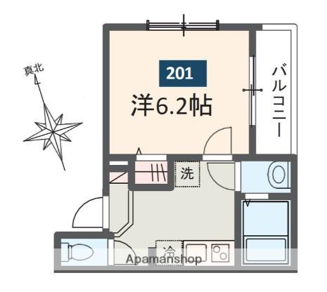 MELDIA原当麻(1K/1階)の間取り写真