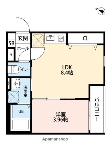 CRASTINE東林間(1LDK/1階)の間取り写真