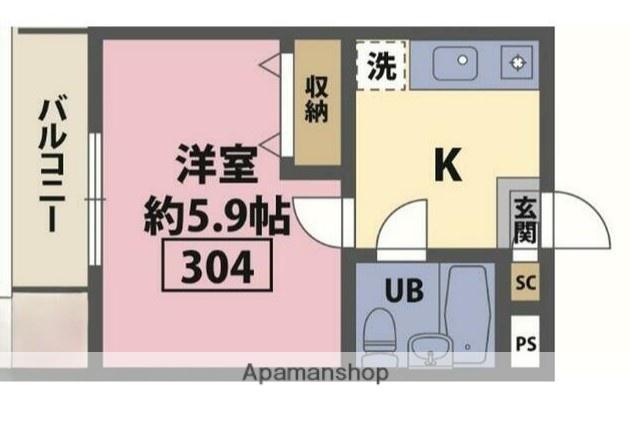 ステラ港南中央(1K/3階)の間取り写真