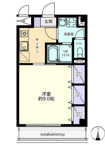 下土棚レジデンス(1K/3階)の間取り写真