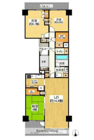 ニューシティー東戸塚クレール丘の街4号棟(3LDK/8階)の間取り写真