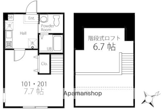 ハーミットクラブハウス鎌倉ビーチ(1K/1階)の間取り写真