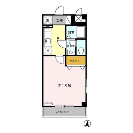 さがみ野セントラルビルⅡ(1K/3階)の間取り写真