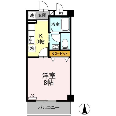 リビングタウン厚木(1K/2階)の間取り写真