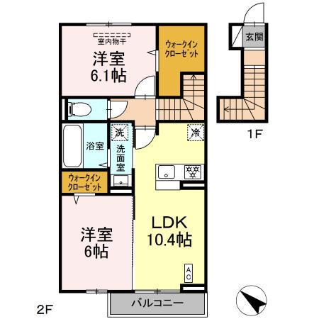 グラン・ソレイユ(2LDK/2階)の間取り写真