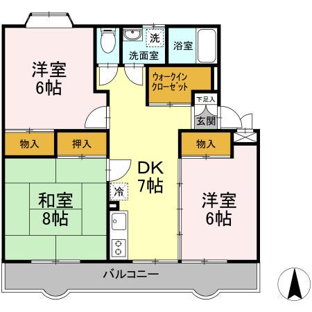 エスポワールいずみ(3DK/2階)の間取り写真