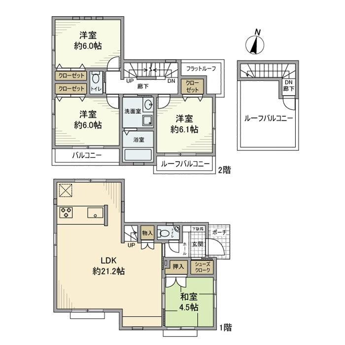 東急田園都市線 あざみ野駅 バス乗車時間：17分 美しが丘三丁目バス停で下車 徒歩2分 2階建 築11年(4LDK)の間取り写真