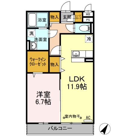 BLESS湘南藤沢(1LDK/2階)の間取り写真