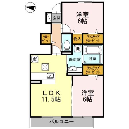 ロイヤルクレストⅡ(2LDK/1階)の間取り写真