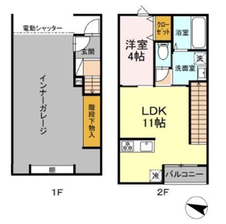 GARAGEクエスト(1LDK/1階)の間取り写真