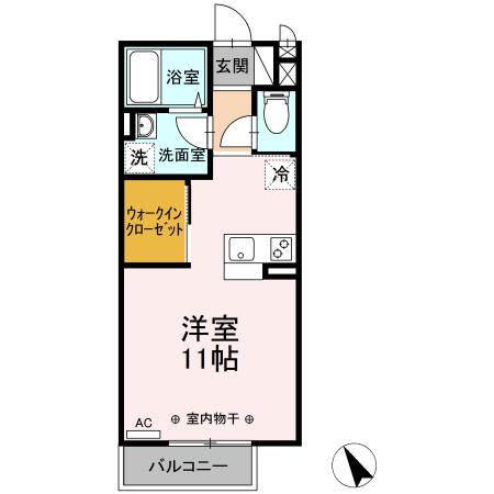 DEAR-COURT(ワンルーム/1階)の間取り写真