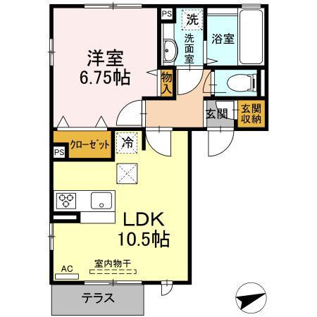 第3コスモスヴィラ(1LDK/1階)の間取り写真