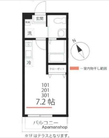 ハーミットクラブハウスジラユ(ワンルーム/1階)の間取り写真