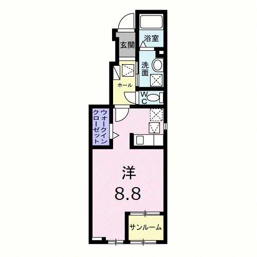 フォレストハイム(ワンルーム/1階)の間取り写真