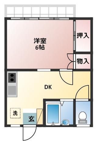 メゾン野比A棟(1DK/2階)の間取り写真