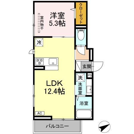 エスペランス(1LDK/3階)の間取り写真