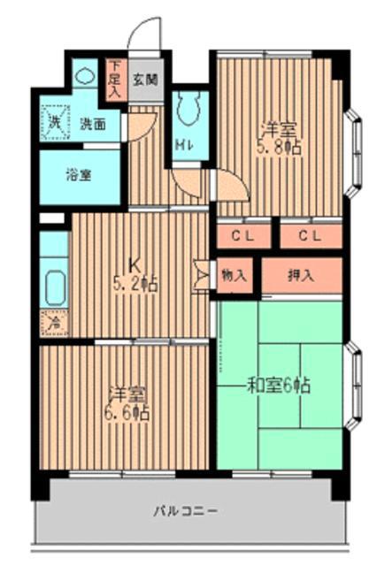 ベルアネックス(3DK/3階)の間取り写真