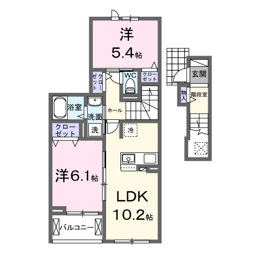 レジデンスM(2LDK/2階)の間取り写真