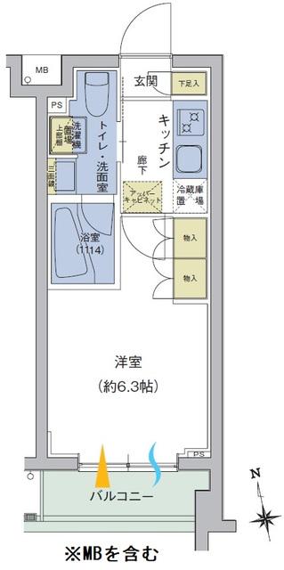 アジールコート品川中延(1K/4階)の間取り写真