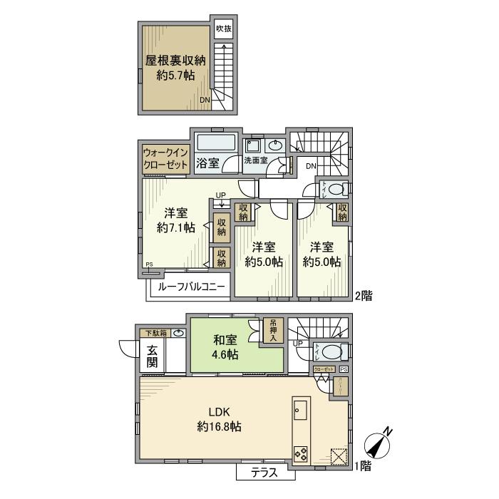 横浜市ブルーライン 片倉町駅 徒歩9分 2階建 築12年(4LDK)の間取り写真