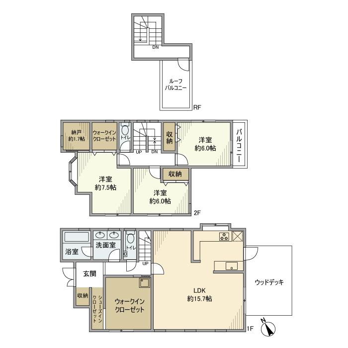 湘南新宿ライン宇須 鎌倉駅 徒歩17分 2階建 築29年(3LDK)の間取り写真