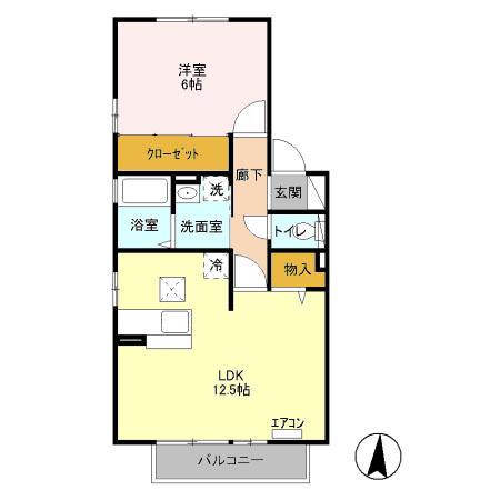 ブラン・サルドセジュールII(1LDK/1階)の間取り写真