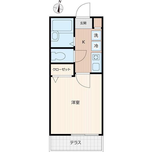 グランフェリオ横浜元町(1K/2階)の間取り写真