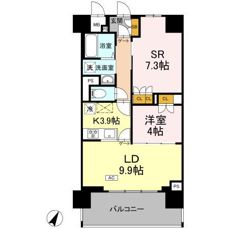 リーラ横浜川和町(1LDK/2階)の間取り写真