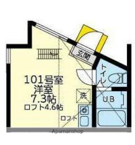 ユナイト横浜カッシーナ(ワンルーム/1階)の間取り写真