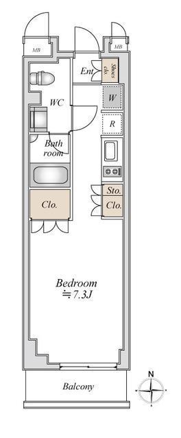アパートメンツ綱島(ワンルーム/4階)の間取り写真