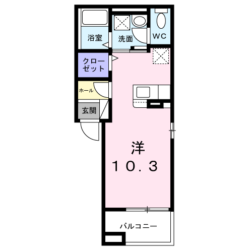 ピクシー(ワンルーム/2階)の間取り写真