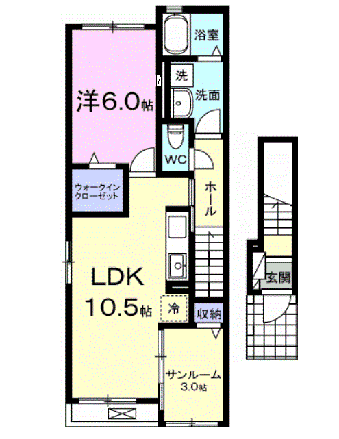 ウィステリアガーデン(1LDK/2階)の間取り写真