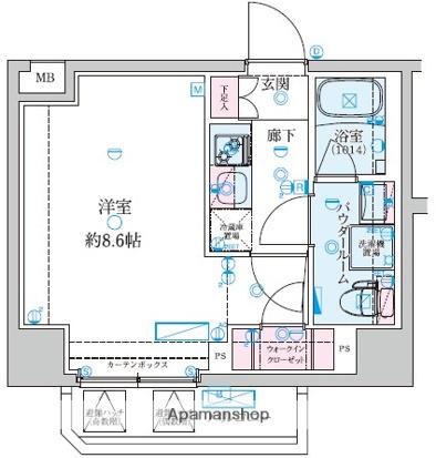 GENOVIA大師橋(1K/4階)の間取り写真
