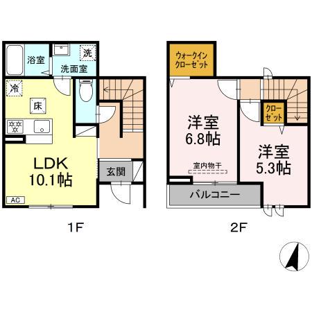 ラ・ペジブル(2LDK/1階)の間取り写真