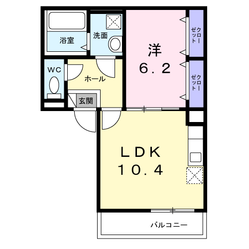 六ツ角フラット3号(1LDK/3階)の間取り写真