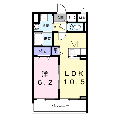 STELLA日吉(1LDK/1階)の間取り写真