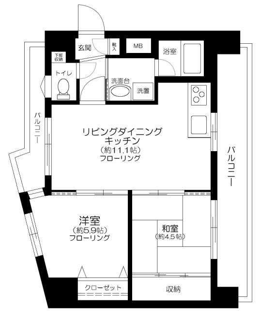 サニーヴェイル弘明寺(2LDK/6階)の間取り写真