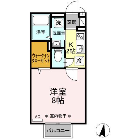 メルヴェーユ橋本(1K/2階)の間取り写真