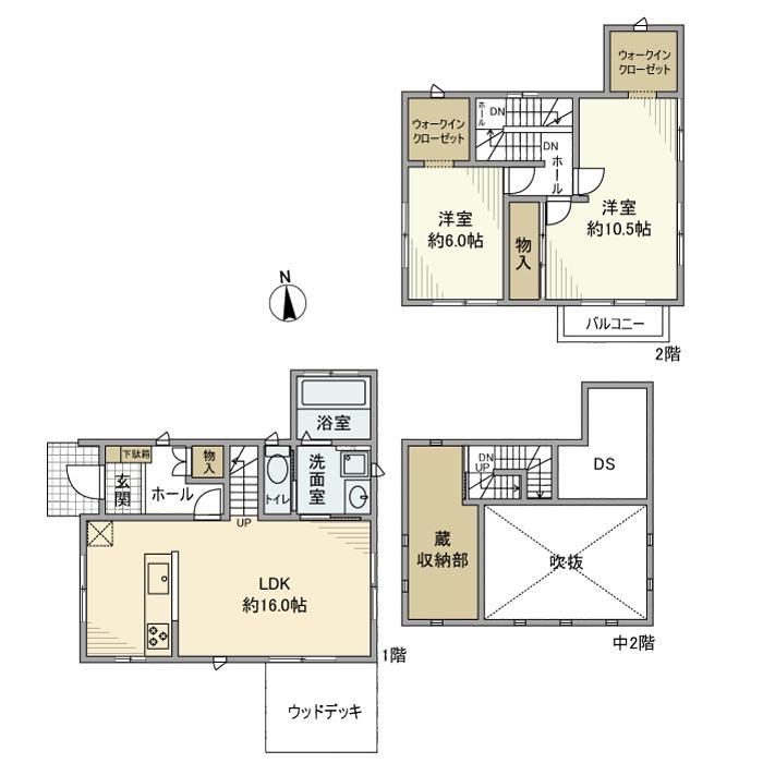 湘南新宿ライン宇須 大船駅 徒歩17分 2階建 築20年(2LDK)の間取り写真