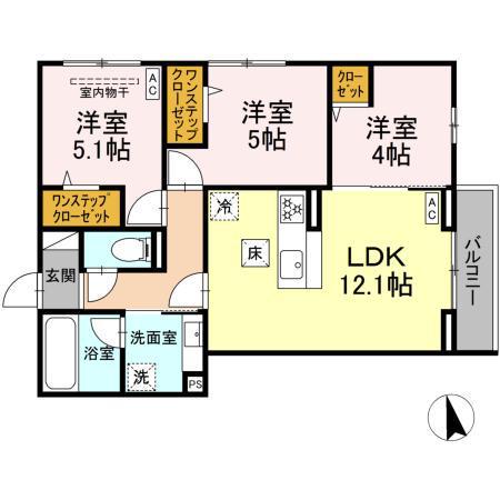 アクシス(3LDK/1階)の間取り写真