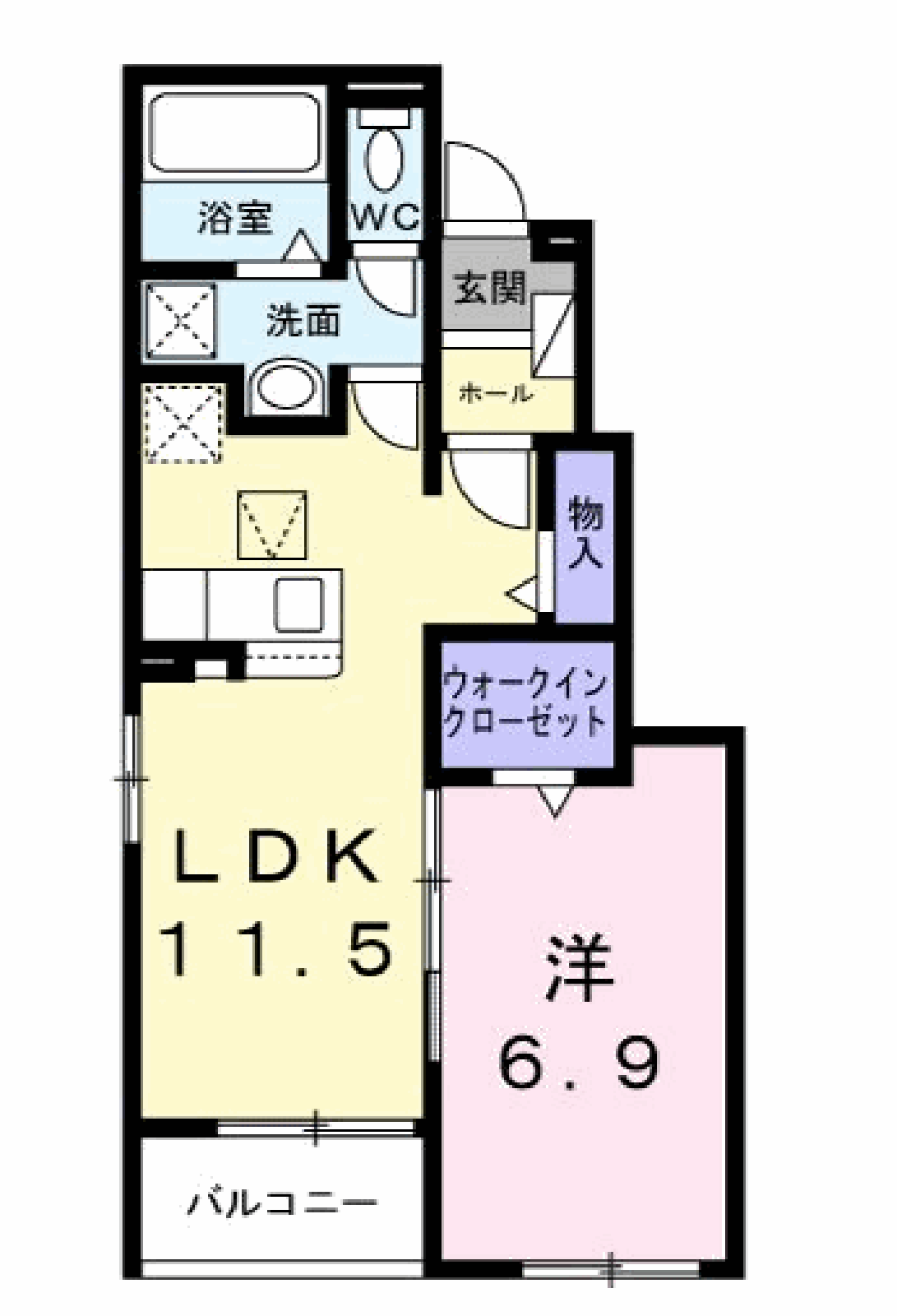 ファインブルク・K Ⅱ(1LDK/1階)の間取り写真