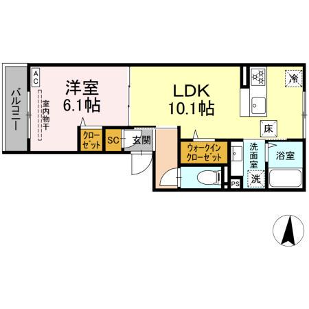 D PAINA 新羽町II(1LDK/1階)の間取り写真