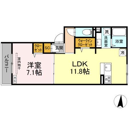 D PAINA 新羽町II(1LDK/3階)の間取り写真